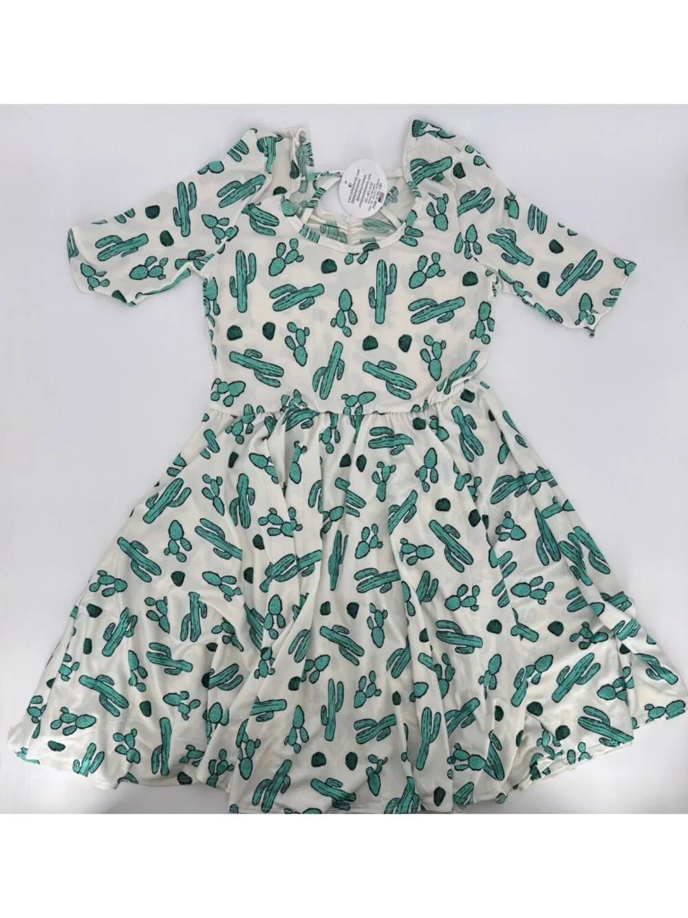 Dot Dot Smile Girl's Ballerina Skater Dress sz 11 NWT Half Sleeve White CACTUS